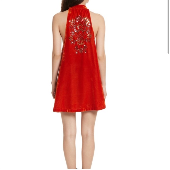 Gorgeous Free People “Jill” Orange velvet Embellished Dress - Picture 5 of 6